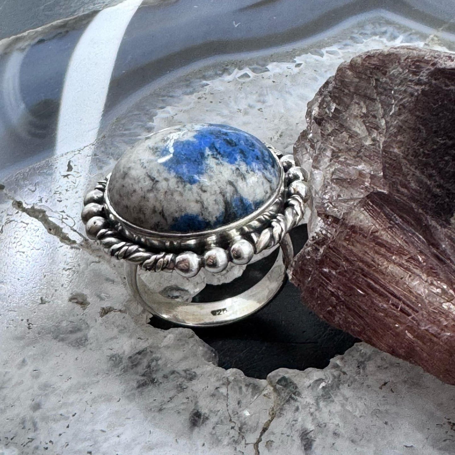 Sterling Silver Southwestern Style Rounded K2 Jasper Ring Size 7 For Women