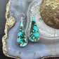 Sterling Silver Southwestern Style Elongated Teardrop Green Turquoise Dangle Earrings For Women