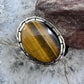 Sterling Silver Southwestern Oval Tiger's Eye Decorated Ring Size 9.5 For Women