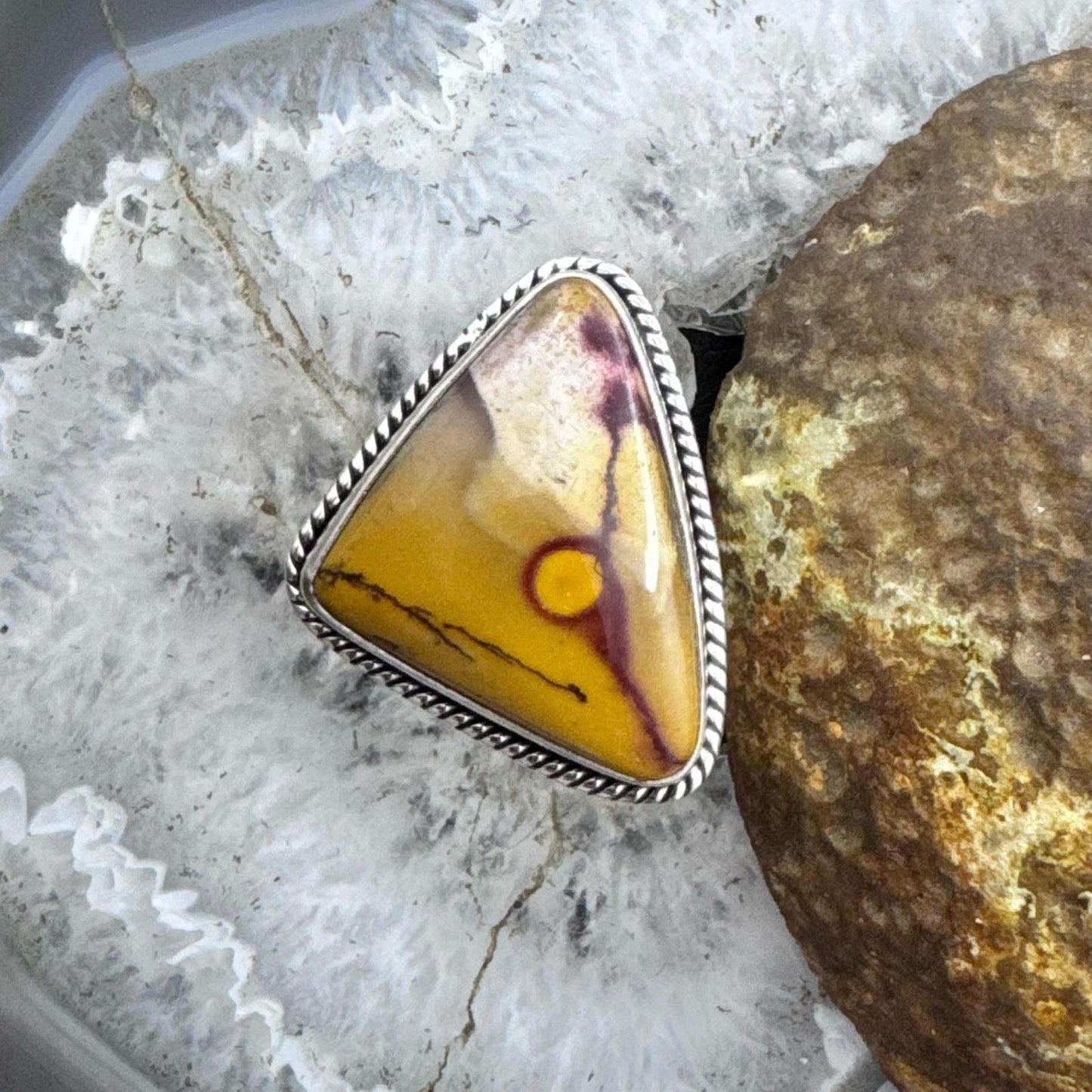 Sterling Silver Southwestern Style Mookaite Crystal Ring Size 10.5 For Women