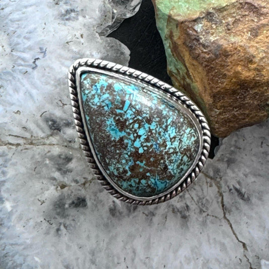 Sterling Silver Southwestern Style Teardrop Shattuckite Ring Size 7.25 For Women