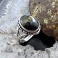 Native American Sterling Silver Oval Blackjack Decorated Ring Size 7.5 For Women