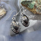 Native American Sterling Silver Marquise Blackjack Dangle Earrings For Women