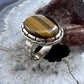 Sterling Silver Southwestern Oval Tiger's Eye Decorated Ring Size 9.5 For Women