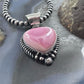 Robert Shakey Native American Sterling Silver Pink Conch Decorated Heart Pendant For Women