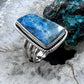 Sterling Silver Southwestern Style Trapeze Blue Apatite Ring Size 7 For Women