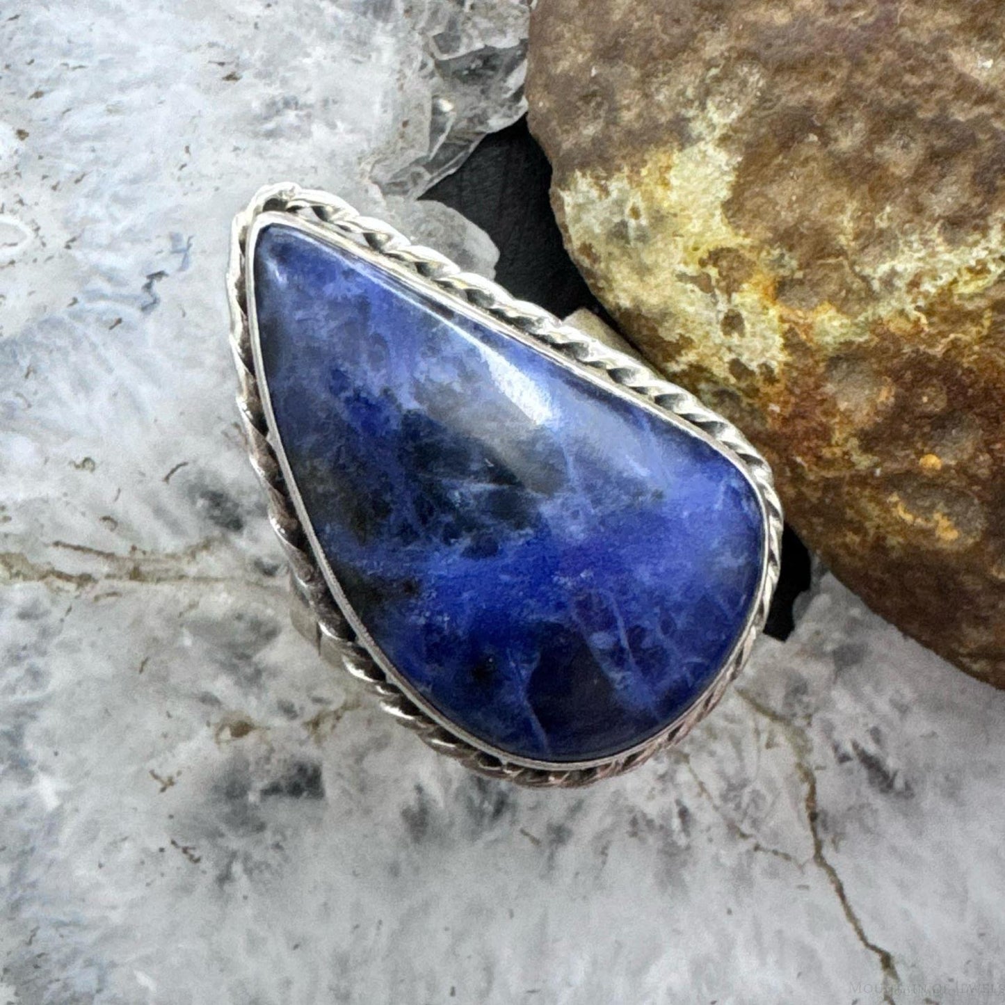 Sterling Silver Southwestern Style Teardrop Charoite Ring Size 9 For Women