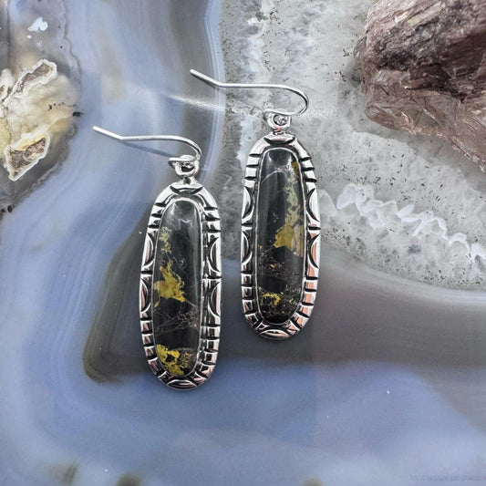Native American Sterling Silver Blackjack Dangle Earrings For Women