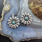 Sterling Silver Southwestern Style Turquoise Floral Dangle Earrings For Women