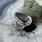 Native American Sterling Silver Blackjack Decorated Ring Size 8 For Women