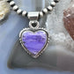 Native American Sterling Silver Charoite Heart Pendant For Women