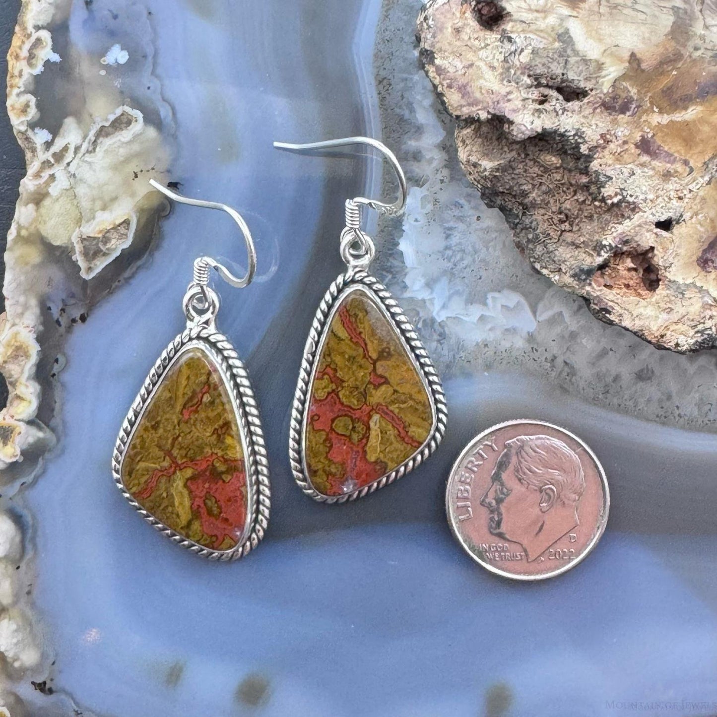 Sterling Silver Southwestern Style Moroccan Seam Agate Dangle Earrings For Women