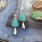 Sterling Silver Southwestern Style Teardrop Turquoise Squash Blossom Dangle Earrings For Women