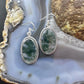 Sterling Silver Southwestern Style Oval Moss Agate Decorated Dangle Earrings For Women