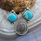 Sterling Silver Southwestern Style Square Turquoise Stud Earrings For Women