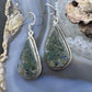 Sterling Silver Southwestern Style Teardrop Moss Agate Dangle Earrings For Women