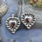 Southwestern Style Sterling Silver Decorated Heart Dangle Earrings For Women