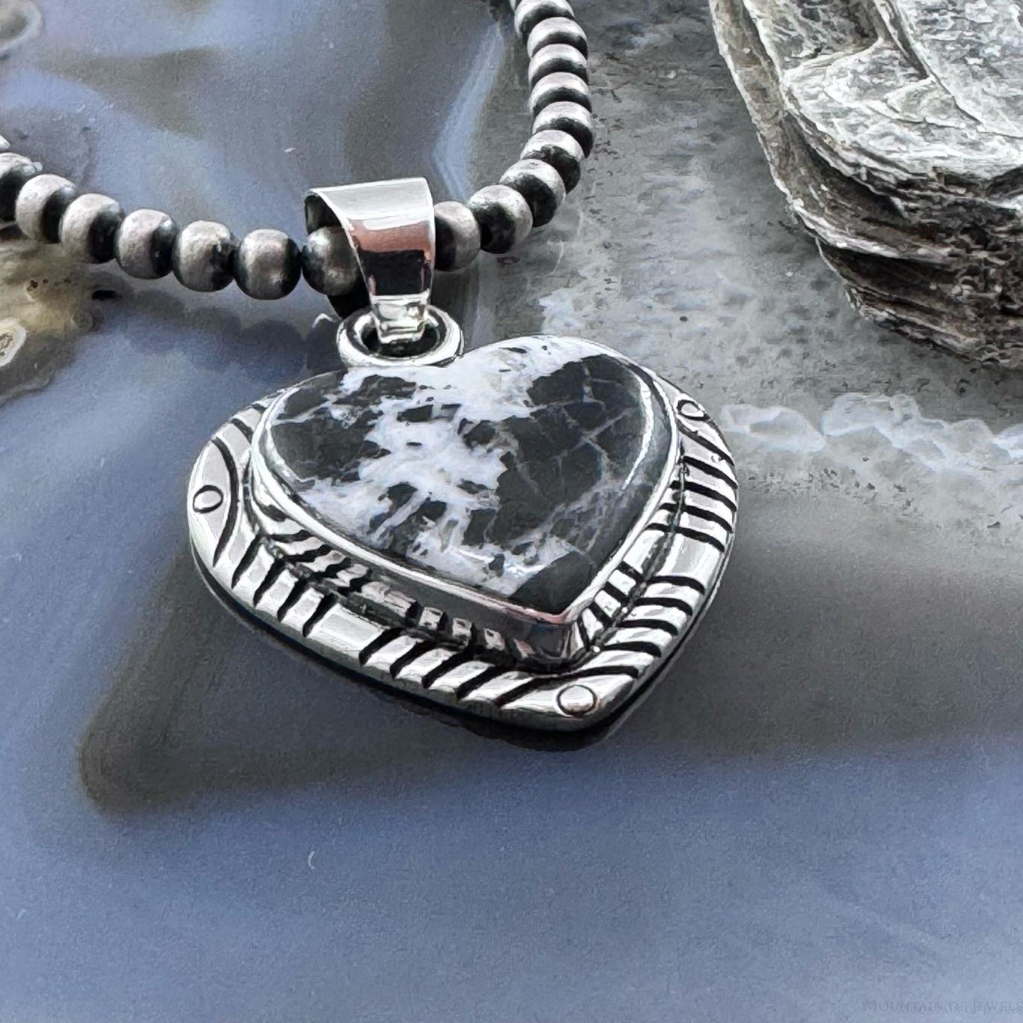Native American Sterling Silver White Buffalo Heart Pendant For Women