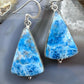 Sterling Silver Southwestern Style Triangle Blue Apatite Dangle Earrings For Women