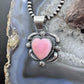 Jeff James Native American Sterling Silver Pink Conch Decorated Heart Pendant For Women