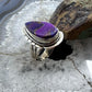 Sterling Silver Southwestern Style Teardrop Purple Copper Turquoise Ring Size 7.75 For Women