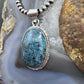 Sterling Silver Southwestern Style Large Oval Matrixed Azurite Decorated Pendant For Women