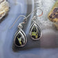 Native American Sterling Silver Teardrop Blackjack Dangle Earrings For Women