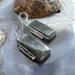 Sterling Silver Southwestern Style Rectangle Moss Agate Dangle Earrings For Women