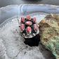 Sterling Silver Southwestern Style Coral Cluster Ring Size 7.25 For Women