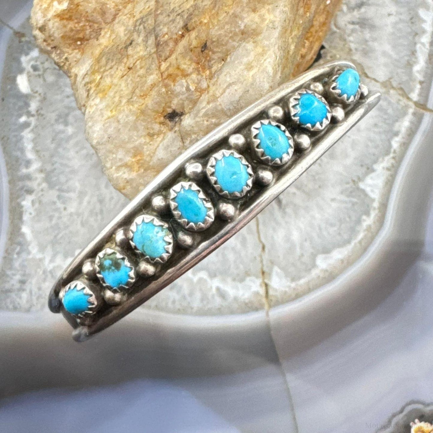 Elton Cadman Native American Sterling Silver Turquoise Bracelet For Women