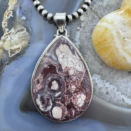 Sterling Silver Southwestern Style Large Teardrop Sunflower Jasper Unisex Pendant