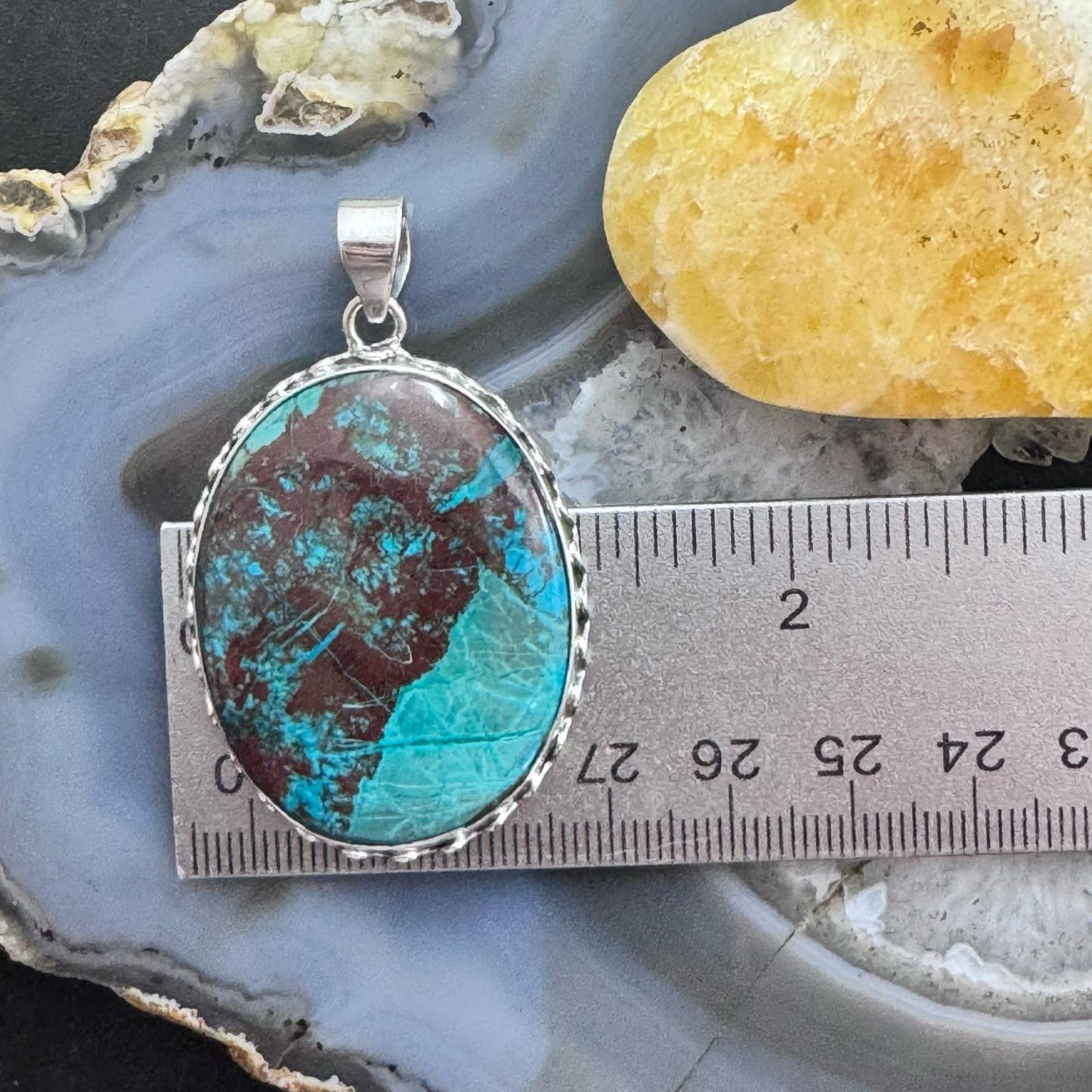 Sterling Silver Southwestern Style Large Oval Green Turquoise Pendant For Women