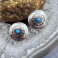 Native American Sterling Stamped Rounded Concho w/Turquoise Post Earrings