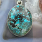 Sterling Silver Southwestern Style Matrixed LG Oval Green Turquoise Pendant For Women