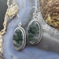 Sterling Silver Southwestern Style Oval Moss Agate Decorated Dangle Earrings For Women