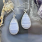 Sterling Silver Southwestern Style Teardrop Blue Lace Agate Dangle Earrings For Women