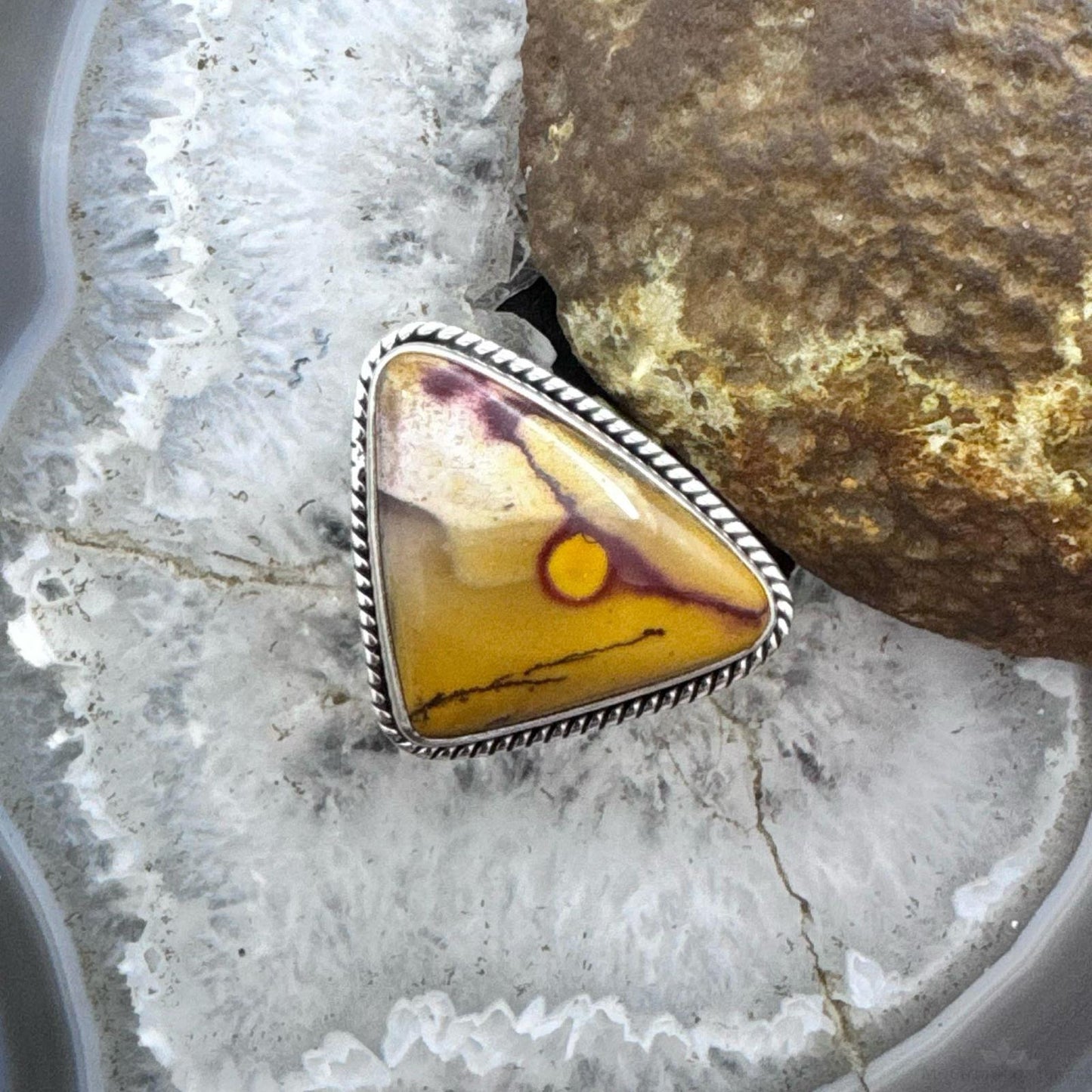 Sterling Silver Southwestern Style Mookaite Crystal Ring Size 10.5 For Women