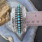 Sterling Silver Southwestern Style Turquoise Single Row Stamped Decorated Bracelet For Women