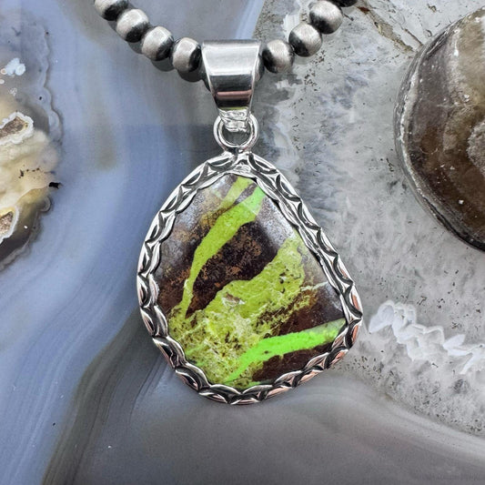 Native American Sterling Silver Blackjack Decorated Pendant For Women