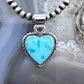 Native American Sterling Silver Blue Ridge Turquoise Heart Pendant For Women