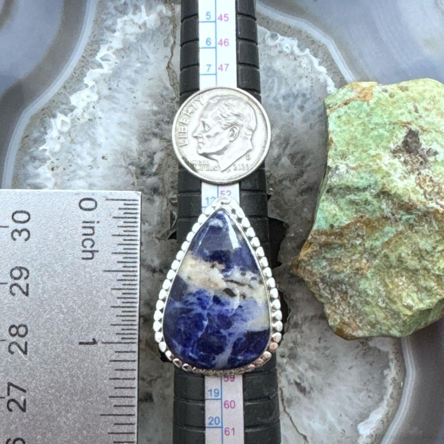 Sterling Silver Southwestern Style Teardrop Sodalite Ring Size 7.75 For Women