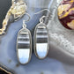 Sterling Silver Southwestern Style Elongated Oval Blue Opal Dangle Earrings For Women