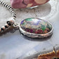 Sterling Silver Southwestern Style Large Oval Dahlia Copper Turquoise Pendant For Women