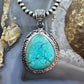 Sterling Silver Southwestern Style Natural Tibetan Turquoise Pendant For Women