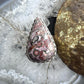 Sterling Silver Southwestern Style Teardrop Leopard Skin Jasper Ring Size 8.5 For Women