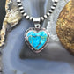 Native American Sterling Silver Blue Ridge Turquoise Double Heart Pendant For Women