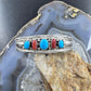 Signed Sterling Silver Native American Turquoise & Coral Row Bracelet For Women