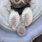 Native American Silver Stamped Flower Oval Post Earrings For Women