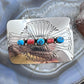 Joann Begay Native American Sterling Silver Turquoise & Coral Stamped Belt Buckle For Men