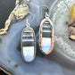 Sterling Silver Southwestern Style Elongated Oval Blue Opal Dangle Earrings For Women